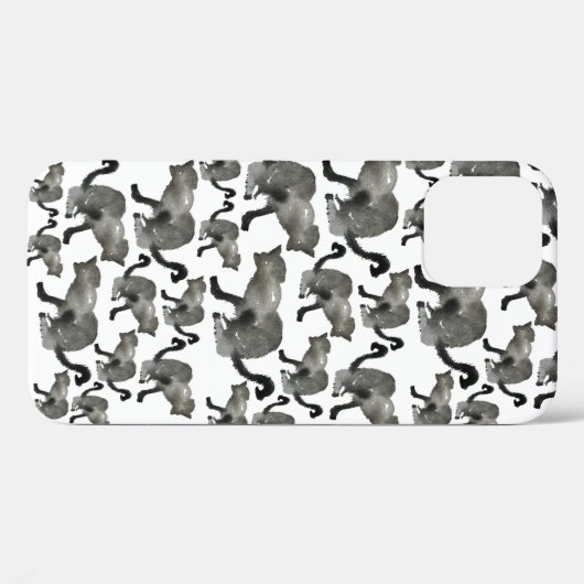 Koolkatje met zwarte waterverf Case-Mate iPhone case (Achterkant (horizontaal))