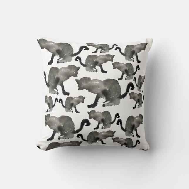 Koolkatje met zwarte waterverf kussen (Voorkant)