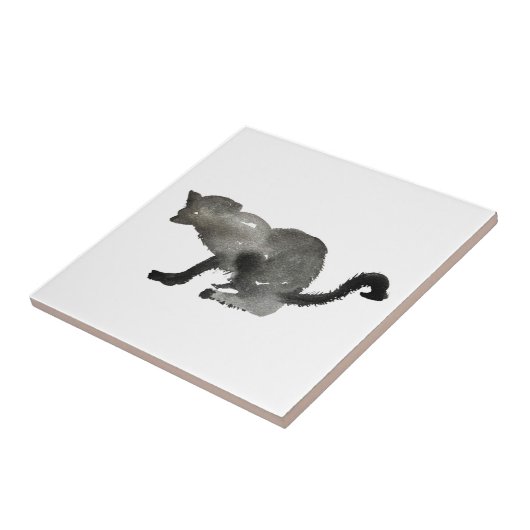 Koolkatje met zwarte waterverf tegeltje (Zijkant)