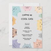 Koolkatten Birthday partijneutrale genderuitnodigi Kaart (Voorkant)