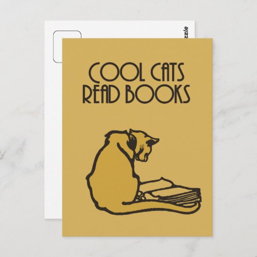 Koolkatten lezen boeken retro-stijl briefkaart (Voorkant / Achterkant)