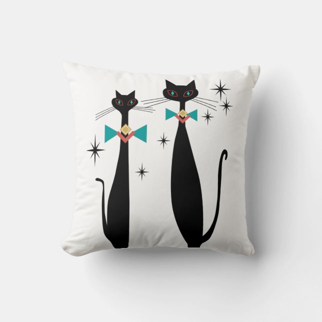 Koolkatten uit de middeleeuwen van de Retro Atomic Kussen (Voorkant)