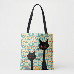 Koolkatten uit de middeleeuwen van de Retro Atomic Tote Bag