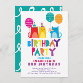 Koolkatten - uitnodiging van de Birthday Party (Voorkant / Achterkant)
