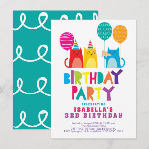 Koolkatten - uitnodiging van de Birthday Party