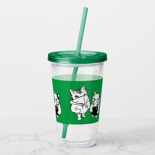 Koolkattenbakken loopvlakmaskers acryl drinkbeker (Achterkant)