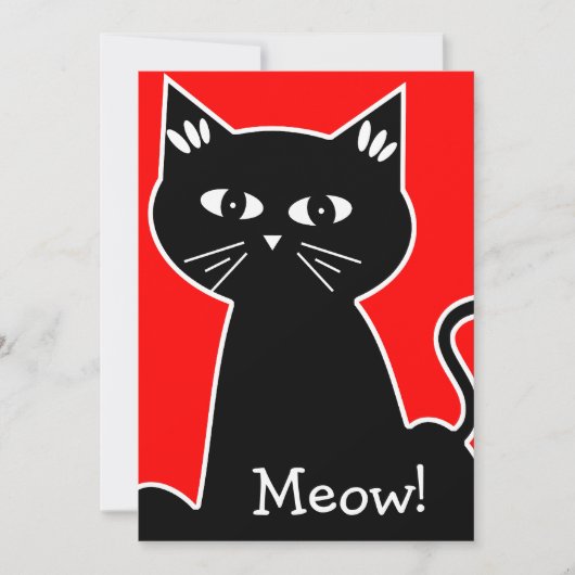 Koolkattenfeest - Zwarte Cartoon kat Kaart (Voorkant)