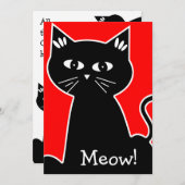 Koolkattenfeest - Zwarte Cartoon kat Kaart (Voorkant / Achterkant)