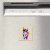 Koolkattenkunst met zonnebrillen magneet (Insitu (Vaatwasser))