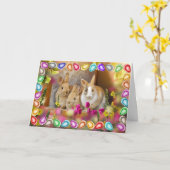 Koolkonijnen en -eieren Pasen Kaart (Gele Bloem)