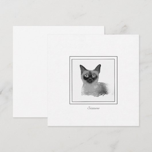 Koolkool voor siamese katten en krijttekening notitiekaartje (Voorkant / Achterkant)