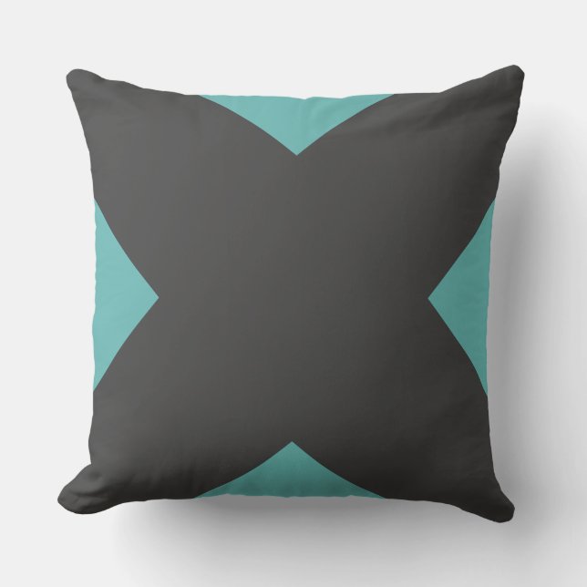 Koolkussen Charcoal Teal Geometrisch X Modern Worp Kussen (Voorkant)
