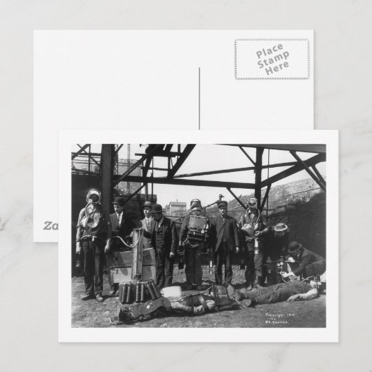 Koolmijn-reddingsspaarders, 1910 briefkaart (Voorkant / Achterkant)