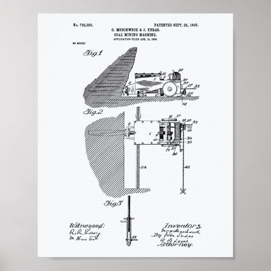 Koolmijnbouwmachine 1903 Whitepaper over octrooien Poster (Voorkant)