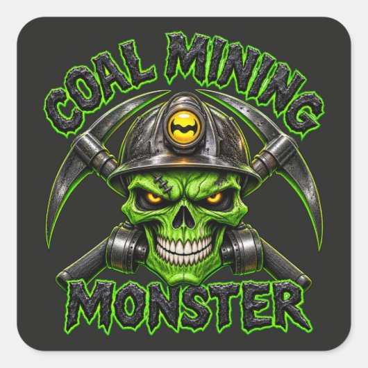 KOOLMIJNEN MONSTER VIERKANTE STICKER (Voorkant)