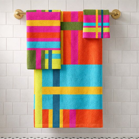Koolmodern Abstract Geometrisch Rutpatroon Bad Handdoek