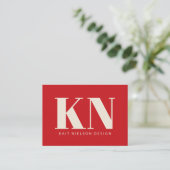 Koolmodern Monogram Professioneel Helderood Visitekaartje (Staand voorkant)