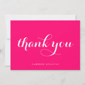 Koolmoderne Calligraphy Hot Pink Bedankkaart (Voorkant)