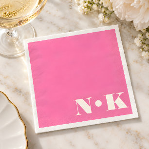 Koolmoderne Monogram Eerste Letters Roze Trouw Servet