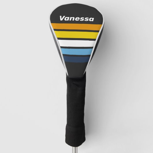Koolnacht over Strepen met Naam Golfheadcover (Voorkant)