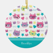 Koolpasta's met brillenglazen, Blauwgroen kerstfee Keramisch Ornament (Voorkant)