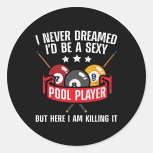 Koolpoolspeler ontwerp voor mannen pool Billiar Ronde Sticker
