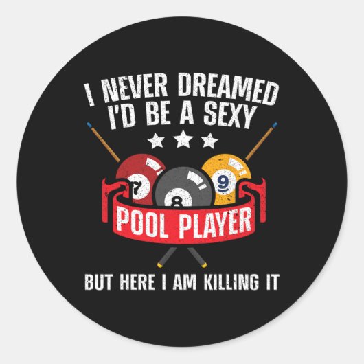 Koolpoolspeler ontwerp voor mannen pool Billiar Ronde Sticker (Voorkant)
