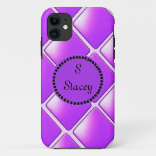 Koolpurperen diamant met monogram iPhone 11 hoesje