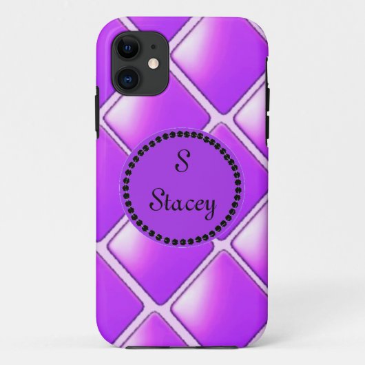 Koolpurperen diamant met monogram Case-Mate iPhone case (Achterkant)