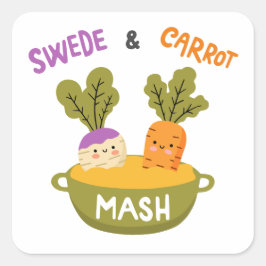 Koolraap- en wortelstamppot vierkante sticker