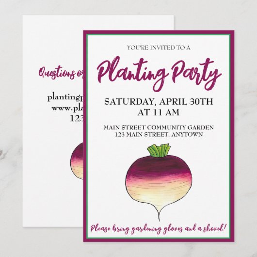 Koolraap Swede Groente Tuin Gemeenschap Tuinfeest Kaart (Voorkant / Achterkant)