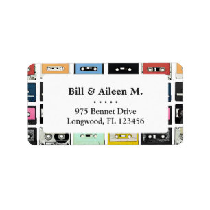 Koolretro- cassettes mengen tapepatroon etiket