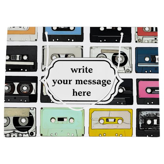 Koolretro- cassettes mengen tapepatroon large cadeautasje (Voorkant)