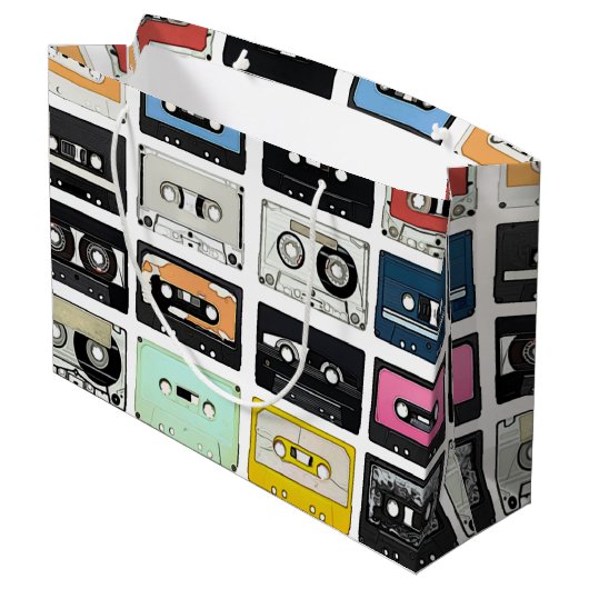 Koolretro- cassettes mengen tapepatroon large cadeautasje (Achterkant Gekanteld)