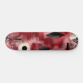 Koolrode Abstract Geometrische Skateboard Ontwerp (Horizontaal)