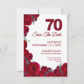 Koolrode bloem 70ste verjaardag Klein Save The Date (Voorkant)