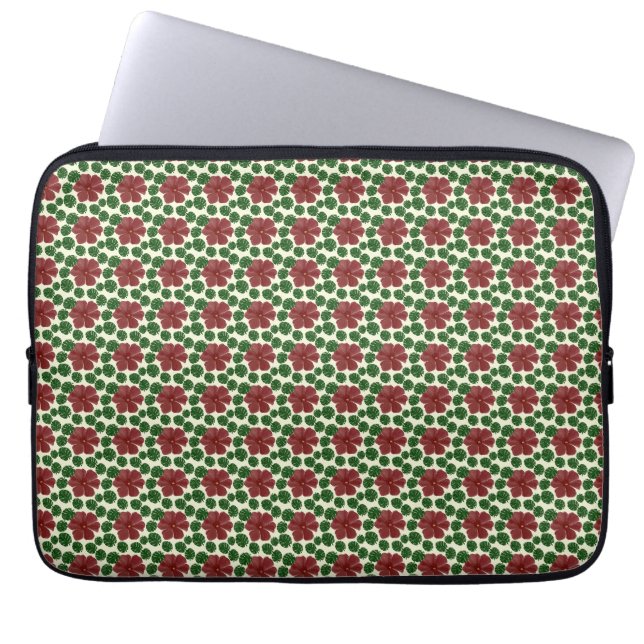 Koolrode Bloem Naadloos Patroon   Laptop Sleeve (Voorkant)