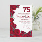 Koolrode bloem nummer Elegant 75ste verjaardag  Kaart (Staand voorkant)
