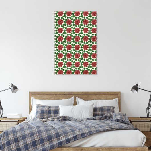 Koolrode Bloemige Naadloos Patroon Canvas Afdruk (Insitu (Slaapkamer))