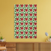 Koolrode Bloemige Naadloos Patroon Canvas Afdruk (Insitu (Woonkamer))