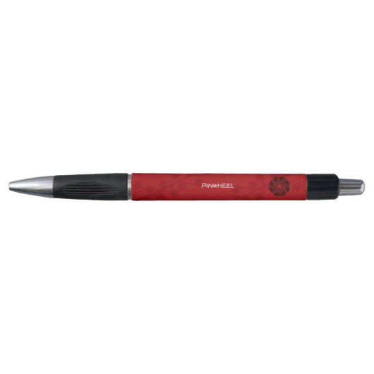 Koolrode bloemmotief pen (Voorkant)