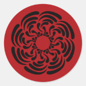 Koolrode bloemmotief ronde sticker (Voorkant)