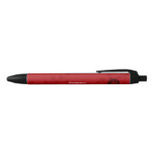 Koolrode Bloemmotief Zwarte Inkt Pen (Bovenkant)