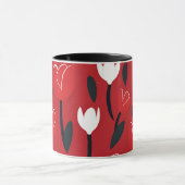 Koolrode en Witte Tulp Lentebloemen Mok (Midden)