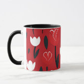 Koolrode en Witte Tulp Lentebloemen Mok (Links)