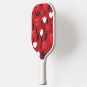 Koolrode en Witte Tulp Lentebloemen Pickleball Paddle (Links)