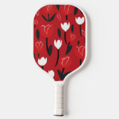 Koolrode en Witte Tulp Lentebloemen Pickleball Paddle (Achterkant)