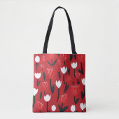 Koolrode en Witte Tulp Lentebloemen Tote Bag (Voorkant)