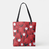 Koolrode en Witte Tulp Lentebloemen Tote Bag (Achterkant)