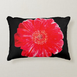 Koolrode Gerbera-Margriet Zwarte Accentkussen Accent Kussen